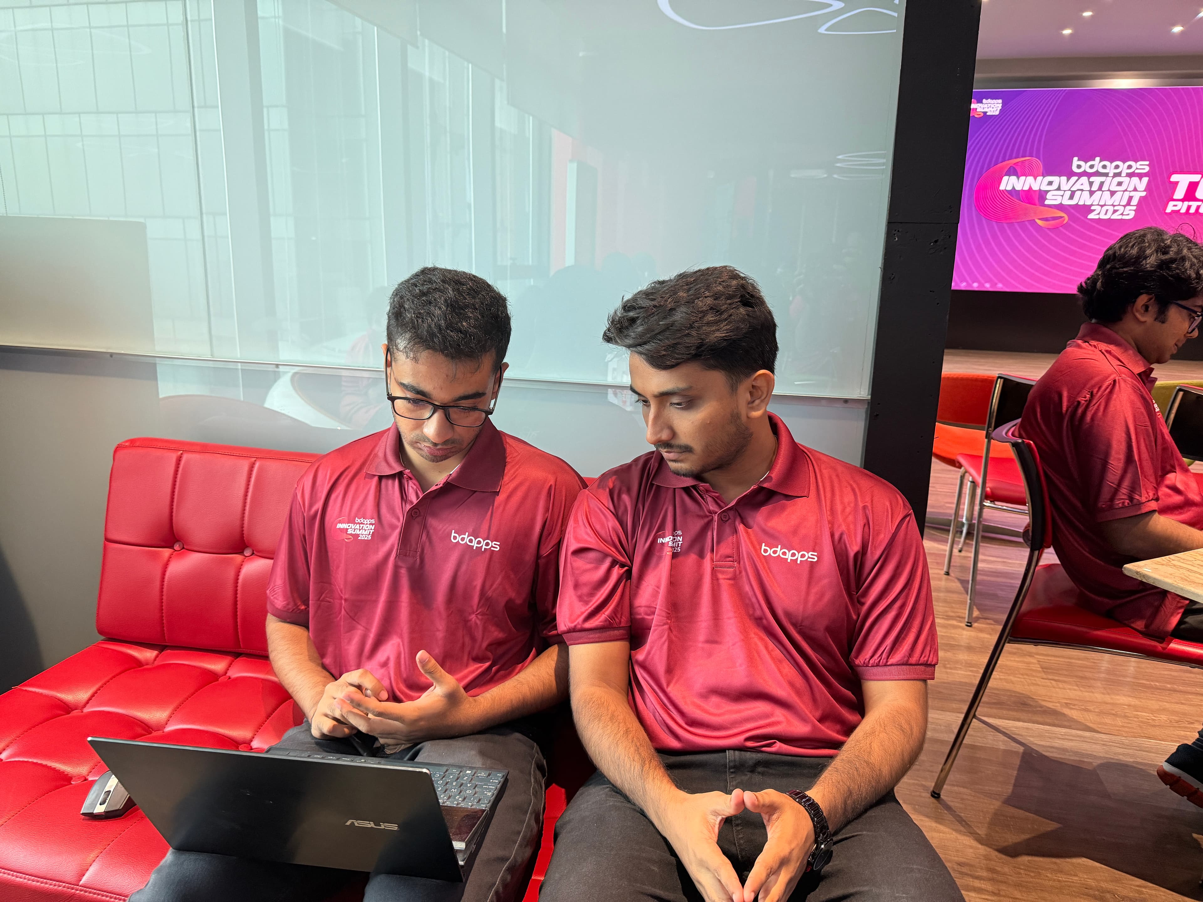 Shikhi AI developers discussing the project at the bdapps Innovation Summit