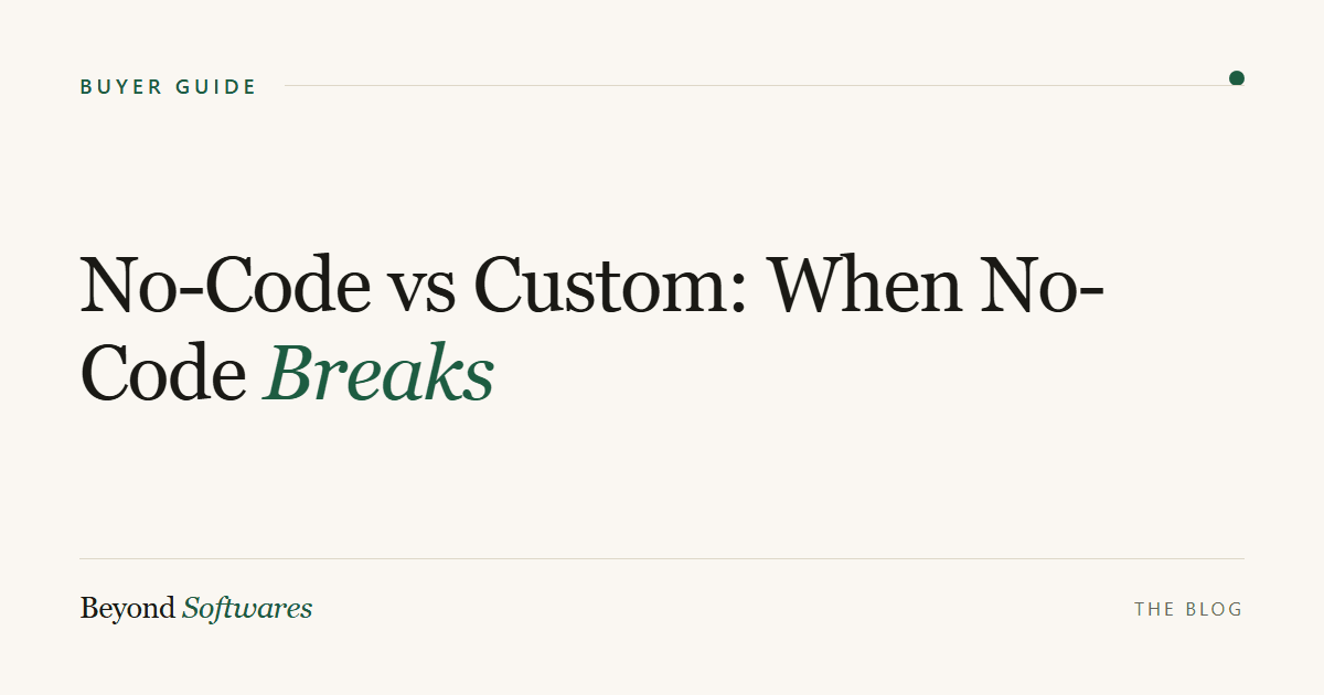 No-code vs custom software development comparison 2026